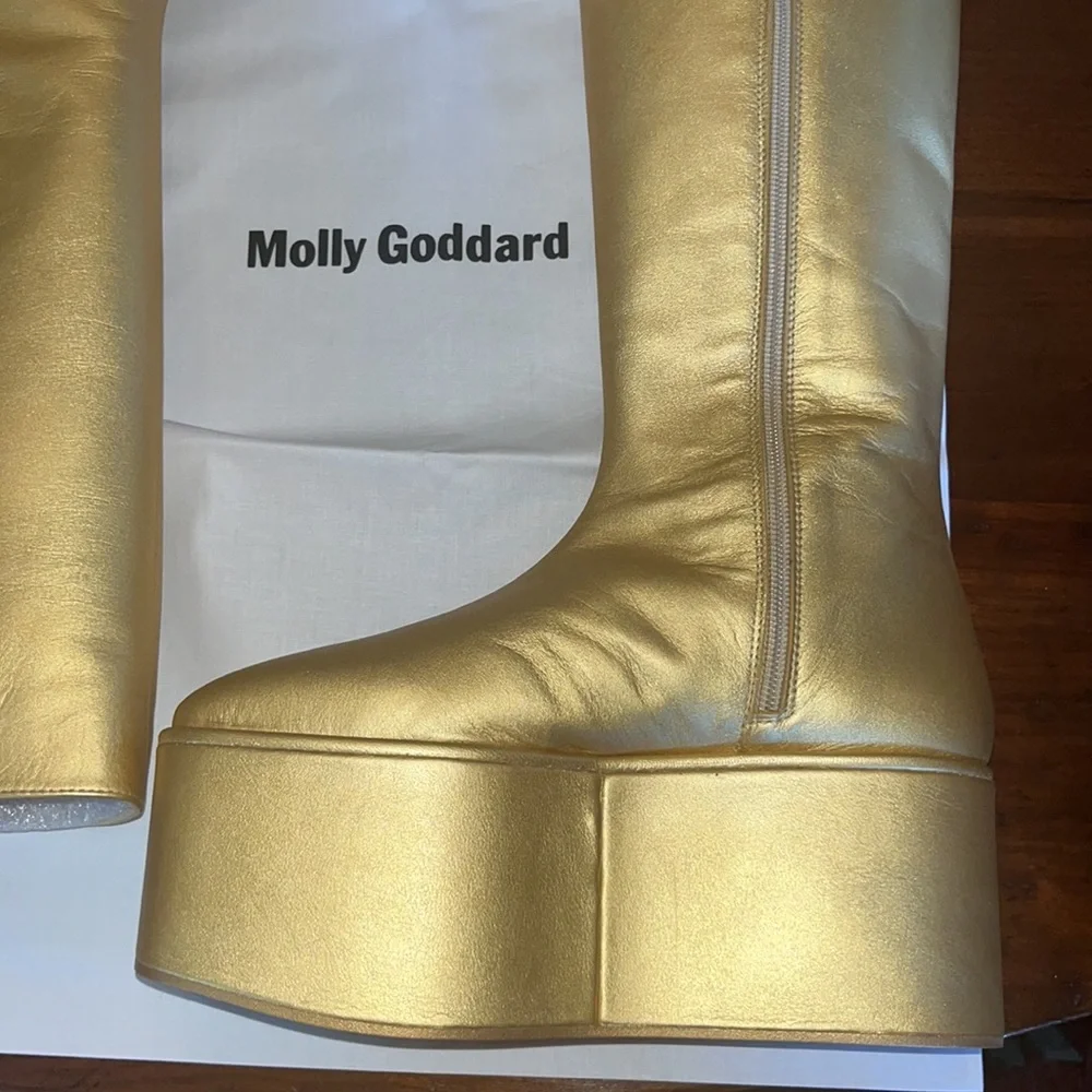 MOLLY GODDARD Athena 90mm Metallic Platform Boots
